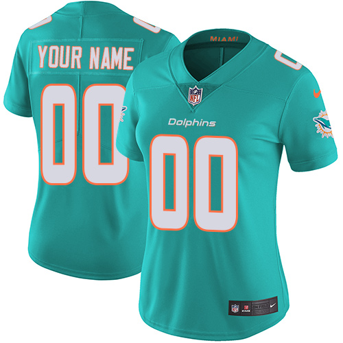 Nike Miami Dolphins Custom Aqua Green Team Color Stitched Vapor Untouchable Limited Women NFL Jersey->customized nfl jersey->Custom Jersey